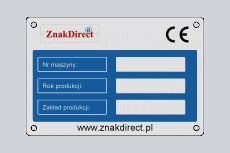 Tabliczka znamionowa aluminium