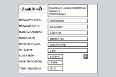 Tabliczka znamionowa grawer