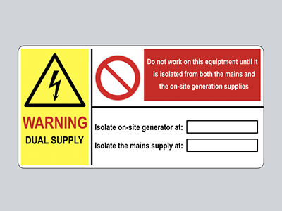 Dual supply isolator location sticker