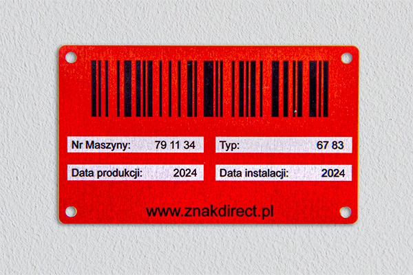 Oznaczenie maszyny z kodem kreskowym